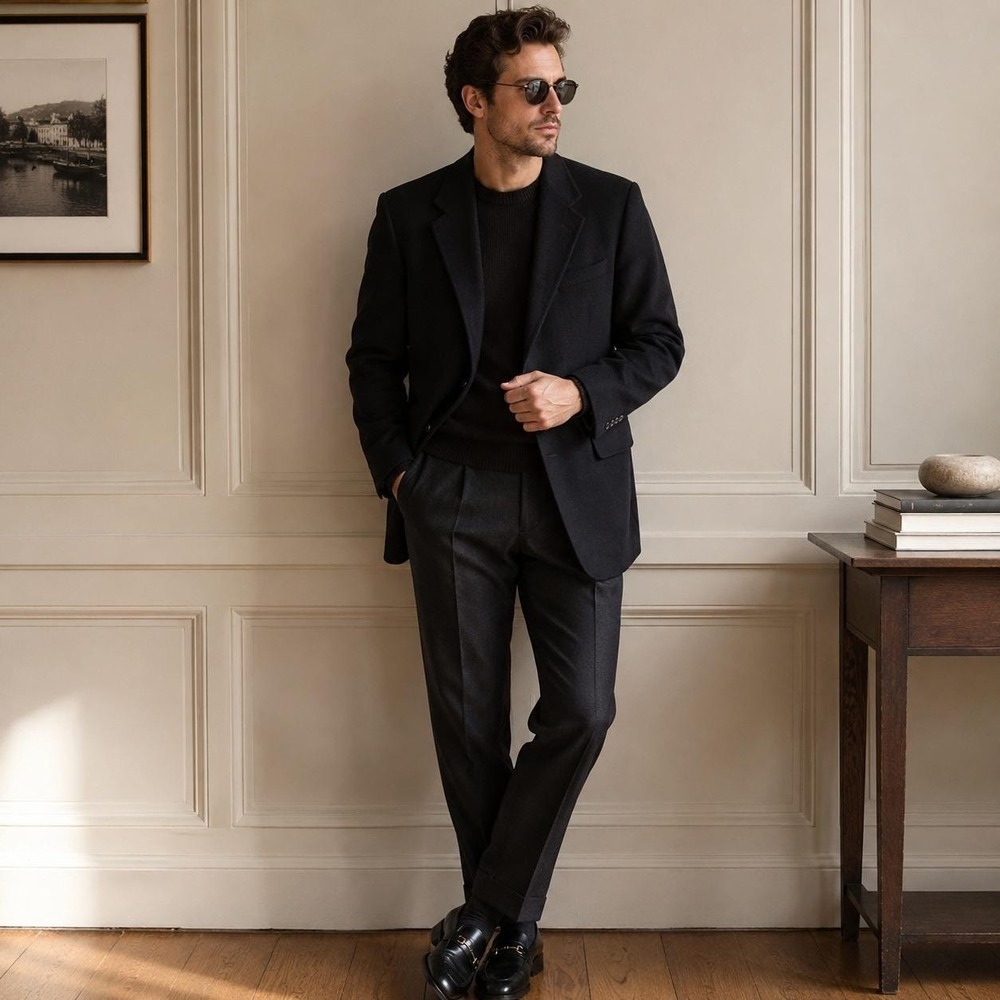 Christian Dior Monsieur Black 100% Cashmere Blazer Vintage 90s Men's 44R
